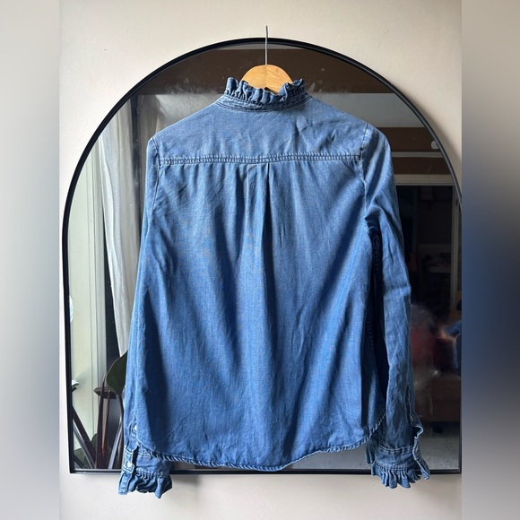 FRAME | Springfield ruffle denim top | size medium - Picture 8 of 9